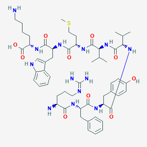 molecular formula C56H81N13O10S B173906 (2S)-6-amino-2-[[(2S)-2-[[(2S)-2-[[(2S)-2-[[(2S)-2-[[(2S)-2-[[(2S)-2-[[(2S)-2-amino-5-(diaminomethylideneamino)pentanoyl]amino]-3-phenylpropanoyl]amino]-3-(4-hydroxyphenyl)propanoyl]amino]-3-methylbutanoyl]amino]-3-methylbutanoyl]amino]-4-methylsulfanylbutanoyl]amino]-3-(1H-indol-3-yl)propanoyl]amino]hexanoic acid CAS No. 149234-04-8