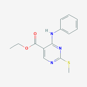 molecular formula C14H15N3O2S B173918 Ethyl 2-(methylthio)-4-(phenylamino)pyrimidine-5-carboxylate CAS No. 106475-47-2