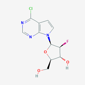 molecular formula C11H11ClFN3O3 B173948 (2R,3R,4S,5R)-5-(4-chloro-7H-pyrrolo[2,3-d]pyrimidin-7-yl)-4-fluoro-2-(hydroxymethyl)tetrahydrofuran-3-ol CAS No. 169516-60-3