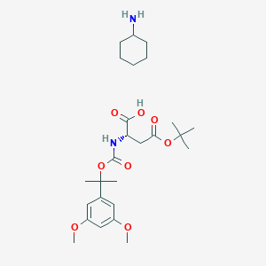 molecular formula C26H42N2O8 B174150 cyclohexanamine;(2S)-2-[2-(3,5-dimethoxyphenyl)propan-2-yloxycarbonylamino]-4-[(2-methylpropan-2-yl)oxy]-4-oxobutanoic acid CAS No. 198487-68-2