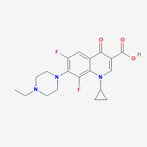 molecular formula C19H21F2N3O3 B174429 3-Quinolinecarboxylic acid, 1-cyclopropyl-7-(4-ethyl-1-piperazinyl)-6,8-difluoro-1,4-dihydro-4-oxo- CAS No. 131776-00-6