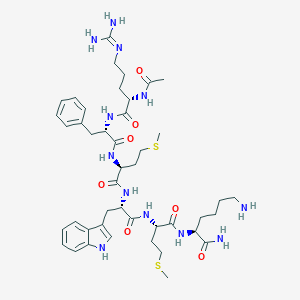 molecular formula C44H66N12O7S2 B174440 (2S)-2-[[(2S)-2-[[(2S)-2-[[(2S)-2-[[(2S)-2-[[(2S)-2-acetamido-5-(diaminomethylideneamino)pentanoyl]amino]-3-phenylpropanoyl]amino]-4-methylsulfanylbutanoyl]amino]-3-(1H-indol-3-yl)propanoyl]amino]-4-methylsulfanylbutanoyl]amino]-6-aminohexanamide CAS No. 152274-67-4