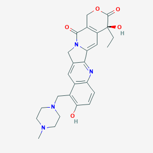 molecular formula C26H28N4O5 B174867 (19S)-19-Ethyl-7,19-dihydroxy-8-[(4-methylpiperazin-1-yl)methyl]-17-oxa-3,13-diazapentacyclo[11.8.0.02,11.04,9.015,20]henicosa-1(21),2,4(9),5,7,10,15(20)-heptaene-14,18-dione CAS No. 123948-91-4