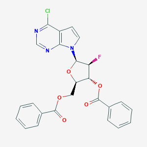 molecular formula C25H19ClFN3O5 B174907 4-Chloro-7-(3,5-di-O-benzoyl-2-deoxy-2-fluoro-beta-D-arabinofuranosyl)-7H-pyrrolo[2.3-d]pyriMidine CAS No. 169516-55-6