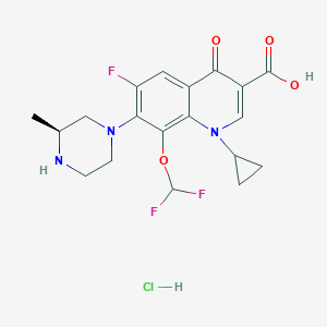 molecular formula C19H21ClF3N3O4 B174917 Cadrofloxacin hydrochloride CAS No. 128427-55-4