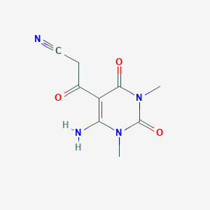molecular formula C9H10N4O3 B017497 3-(6-Amino-1,3-dimethyl-2,4-dioxo-1,2,3,4-tetrahydropyrimidin-5-yl)-3-oxopropanenitrile CAS No. 112735-05-4
