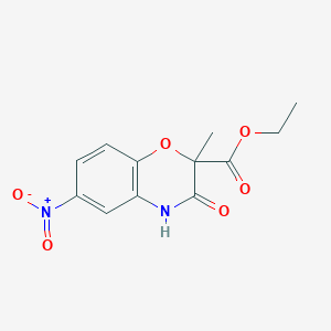 molecular formula C12H12N2O6 B175055 Ethyl 2-methyl-6-nitro-3-oxo-3,4-dihydro-2H-1,4-benzoxazine-2-carboxylate CAS No. 154365-37-4