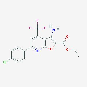molecular formula C17H12ClF3N2O3 B175104 Ethyl 3-amino-6-(4-chlorophenyl)-4-(trifluoromethyl)furo[2,3-b]pyridine-2-carboxylate CAS No. 160436-51-1