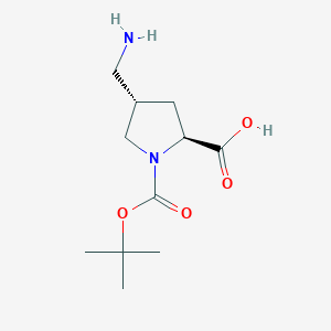 molecular formula C11H20N2O4 B175236 (2S,4S)-4-(aminomethyl)-1-(tert-butoxycarbonyl)pyrrolidine-2-carboxylic acid CAS No. 132622-95-8