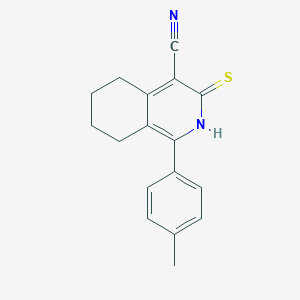 molecular formula C17H16N2S B175392 3-Mercapto-1-p-tolyl-5,6,7,8-tetrahydro-isoquinoline-4-carbonitrile CAS No. 129340-04-1