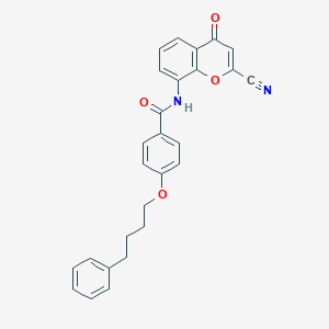 molecular formula C27H22N2O4 B175394 N-(2-Cyano-4-oxo-4H-chromen-8-yl)-4-(4-phenylbutoxy)benzamide CAS No. 136450-11-8