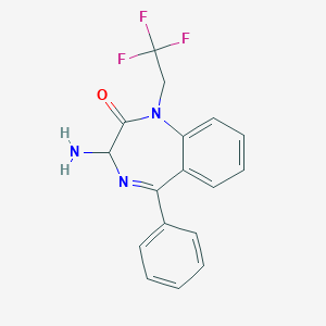 molecular formula C17H14F3N3O B175471 3-Amino-5-phenyl-1-(2,2,2-trifluoroethyl)-1H-benzo[e][1,4]diazepin-2(3H)-one CAS No. 177954-78-8