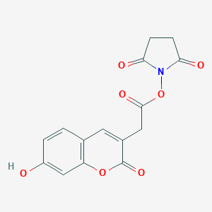 molecular formula C15H11NO7 B175493 1-{[(7-Hydroxy-2-oxo-2H-1-benzopyran-3-yl)acetyl]oxy}pyrrolidine-2,5-dione CAS No. 185102-64-1