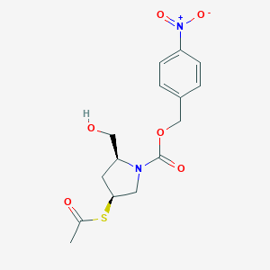 molecular formula C15H18N2O6S B175521 (4-nitrophenyl)methyl (2S,4S)-4-acetylsulfanyl-2-(hydroxymethyl)pyrrolidine-1-carboxylate CAS No. 104773-40-2
