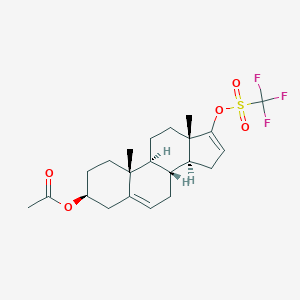 molecular formula C22H29F3O5S B175637 (3S,8R,9S,10R,13S,14S)-10,13-dimethyl-17-(trifluoromethylsulfonyloxy)-2,3,4,7,8,9,10,11,12,13,14,15-dodecahydro-1H-cyclopenta[a]phenanthren-3-yl acetate CAS No. 115375-60-5