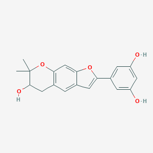 molecular formula C19H20O5 B175704 5-(6-Hydroxy-7,7-dimethyl-3a,4,5,6-tetrahydrofuro[3,2-g]chromen-2-yl)benzene-1,3-diol CAS No. 102841-46-3