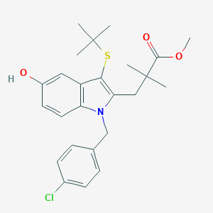 molecular formula C25H30ClNO3S B175761 Methyl 3-(3-(tert-butylthio)-1-(4-chlorobenzyl)-5-hydroxy-1H-indol-2-yl)-2,2-dimethylpropanoate CAS No. 136694-17-2