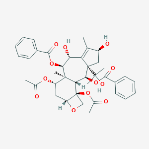 molecular formula C38H44O12 B175884 [(1R,2S,3S,5S,8R,9R,10S,11S,13R,16S)-11,16-Diacetyloxy-2-benzoyloxy-5,8-dihydroxy-3-(2-hydroxypropan-2-yl)-6,10-dimethyl-14-oxatetracyclo[8.6.0.03,7.013,16]hexadec-6-en-9-yl] benzoate CAS No. 168206-79-9