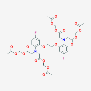 molecular formula C34H38F2N2O18 B176052 acetyloxymethyl 2-[N-[2-(acetyloxymethoxy)-2-oxoethyl]-2-[2-[2-[bis[2-(acetyloxymethoxy)-2-oxoethyl]amino]-5-fluorophenoxy]ethoxy]-4-fluoroanilino]acetate CAS No. 128255-42-5