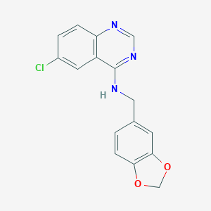 molecular formula C16H12ClN3O2 B176175 N-(1,3-benzodioxol-5-ylmethyl)-6-chloro-4-quinazolinamine CAS No. 150450-53-6