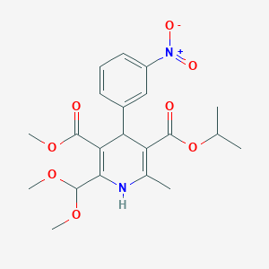 molecular formula C21H26N2O8 B017618 3-O-methyl 5-O-propan-2-yl 2-(dimethoxymethyl)-6-methyl-4-(3-nitrophenyl)-1,4-dihydropyridine-3,5-dicarboxylate CAS No. 75530-94-8