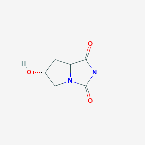 molecular formula C7H10N2O3 B176183 (6R)-6-Hydroxy-2-methyltetrahydro-1H-pyrrolo[1,2-c]imidazole-1,3(2H)-dione CAS No. 198084-55-8