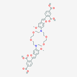 molecular formula C46H46N2O16 B176356 4-[6-[16-[2-(2,4-Dicarboxyphenyl)-5-methoxy-1-benzofuran-6-yl]-1,4,10,13-tetraoxa-7,16-diazacyclooctadec-7-yl]-5-methoxy-1-benzofuran-2-yl]benzene-1,3-dicarboxylic acid CAS No. 124549-11-7