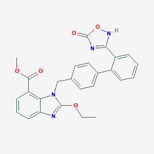 molecular formula C26H22N4O5 B176507 Methyl 2-ethoxy-1-((2'-(5-oxo-2,5-dihydro-1,2,4-oxadiazol-3-yl)-[1,1'-biphenyl]-4-yl)methyl)-1H-benzo[d]imidazole-7-carboxylate CAS No. 147403-52-9