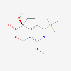 molecular formula C14H21NO4Si B176566 (S)-4-Ethyl-4-hydroxy-8-methoxy-6-trimethylsilanyl-1,4-dihydro-pyrano[3,4-c]pyridin-3-one CAS No. 174092-78-5