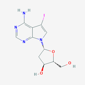 molecular formula C11H13IN4O3 B176580 (2R,3S,5R)-5-(4-Amino-5-iodo-7H-pyrrolo[2,3-d]pyrimidin-7-yl)-2-(hydroxymethyl)tetrahydrofuran-3-ol CAS No. 166247-63-8