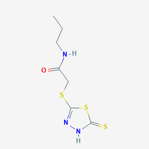 molecular formula C7H11N3OS3 B176589 2-[(5-mercapto-1,3,4-thiadiazol-2-yl)thio]-N-propylacetamide CAS No. 155329-60-5