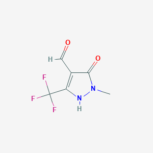 molecular formula C6H5F3N2O2 B176655 5-hydroxy-1-methyl-3-(trifluoromethyl)-1H-pyrazole-4-carbaldehyde CAS No. 179732-64-0