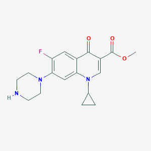 molecular formula C18H20FN3O3 B176755 Methyl 1-cyclopropyl-6-fluoro-4-oxo-7-(piperazin-1-yl)quinoline-3-carboxylate CAS No. 107884-23-1