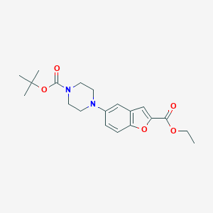 molecular formula C20H26N2O5 B176833 tert-Butyl 4-(2-(ethoxycarbonyl)benzofuran-5-yl)piperazine-1-carboxylate CAS No. 183288-43-9
