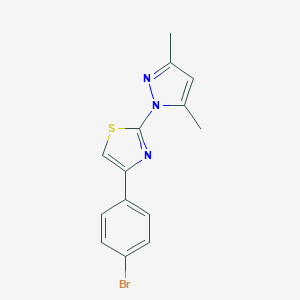 molecular formula C14H12BrN3S B176866 4-(4-bromophenyl)-2-(3,5-dimethyl-1H-pyrazol-1-yl)-1,3-thiazole CAS No. 82100-81-0