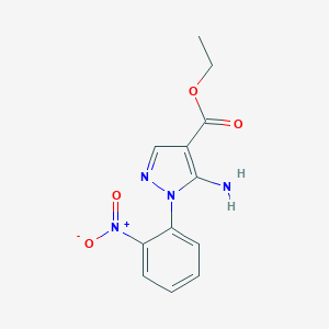 molecular formula C12H12N4O4 B177362 Ethyl 5-amino-1-(2-nitrophenyl)-1H-pyrazole-4-carboxylate CAS No. 16459-33-9
