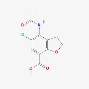 molecular formula C12H12ClNO4 B177591 Methyl 4-acetamido-5-chloro-2,3-dihydrobenzofuran-7-carboxylate CAS No. 143878-29-9