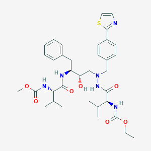 molecular formula C35H48N6O7S B177597 methyl N-[(2S)-1-[[(2S,3S)-4-[[[(2S)-2-(ethoxycarbonylamino)-3-methylbutanoyl]amino]-[[4-(1,3-thiazol-2-yl)phenyl]methyl]amino]-3-hydroxy-1-phenylbutan-2-yl]amino]-3-methyl-1-oxobutan-2-yl]carbamate CAS No. 198904-04-0