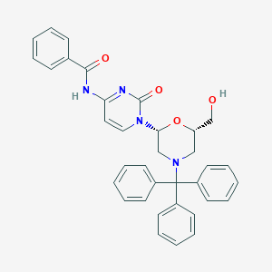 molecular formula C35H32N4O4 B177624 N-(1-((2R,6S)-6-(Hydroxymethyl)-4-tritylmorpholin-2-yl)-2-oxo-1,2-dihydropyrimidin-4-yl)benzamide CAS No. 125515-31-3