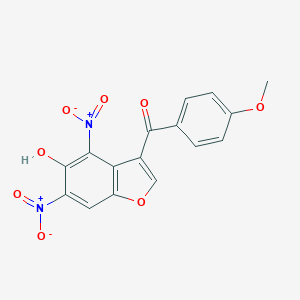 molecular formula C16H10N2O8 B177802 Methanone, (5-hydroxy-4,6-dinitro-3-benzofuranyl)(4-methoxyphenyl)- CAS No. 88673-89-6