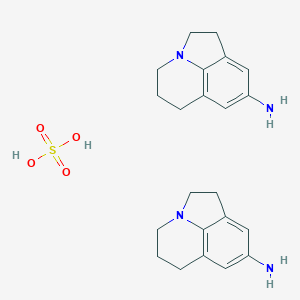 molecular formula C22H30N4O4S B178008 4H-Pyrrolo(3,2,1-ij)quinoline, 1,2,5,6-tetrahydro-8-amino-, sulfate (2:1) (crude) CAS No. 102280-97-7