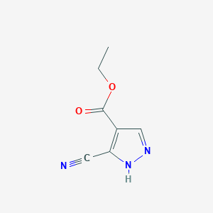 molecular formula C7H7N3O2 B178134 ethyl 5-cyano-1H-pyrazole-4-carboxylate CAS No. 119741-57-0