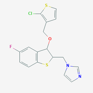 molecular formula C17H14ClFN2OS2 B017826 5-Fluoro-3-[(2-chloro-3-thienyl)methoxy]-2-[(1H-imidazol-1-yl)methyl]-2,3-dihydrobenzo[b]thiophene CAS No. 109425-68-5