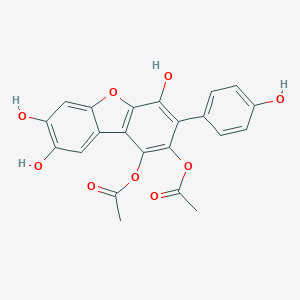 molecular formula C22H16O9 B178408 1,2-Diacetoxy-4,7,8-trihydroxy-3-(4-hydroxyphenyl)dibenzofuran CAS No. 146905-24-0