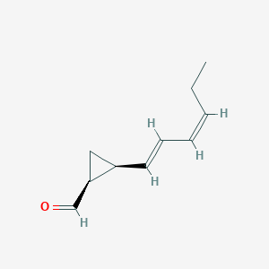 molecular formula C10H14O B178527 Cyclopropanecarboxaldehyde, 2-(1,3-hexadienyl)-, [1S-[1alpha,2alpha(1E,3Z)]]-(9CI) CAS No. 197579-08-1