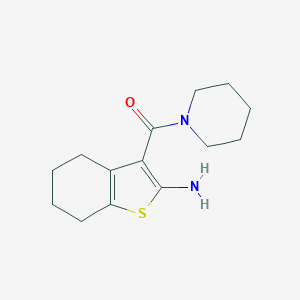 molecular formula C14H20N2OS B178672 3-(Piperidin-1-ylcarbonyl)-4,5,6,7-tetrahydro-1-benzothien-2-ylamine CAS No. 331760-59-9