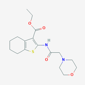 B178676 Benzo(b)thiophene-3-carboxylic acid, 4,5,6,7-tetrahydro-2-(2-morpholinoacetamido)-, ethyl ester CAS No. 62349-05-7