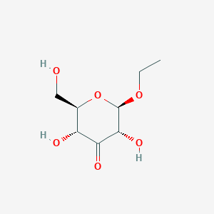 molecular formula C8H14O6 B178682 (2R,3S,5R,6R)-2-ethoxy-3,5-dihydroxy-6-(hydroxymethyl)oxan-4-one CAS No. 104953-08-4