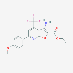 Ethyl 3-amino-4-(trifluoromethyl)-6-(4-methoxyphenyl)furo[2,3-B]pyridine-2-carboxylate