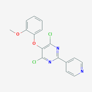 molecular formula C16H11Cl2N3O2 B178709 5-(o-Methoxyphenoxy)-4,6-dichloro-2-(4-pyridyl)pyrimidine CAS No. 150727-72-3